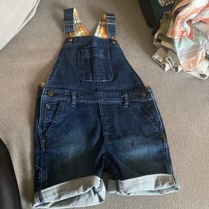 Cuffed denim shorts overalls